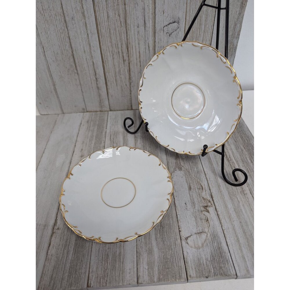 Vintage BOHEMIAN Fine China Set of 2 Saucers Czechoslovakia BOH53